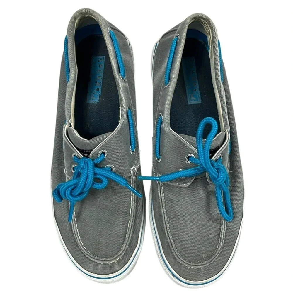 Sperry Top‎ Sider Canvas Boat Shoes Mens Size 8M Grey Blue